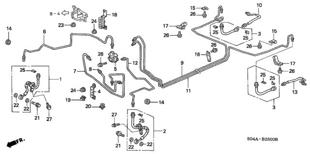 1999 Honda Civic  Pipe H, Brake Diagram for 46321S04A01