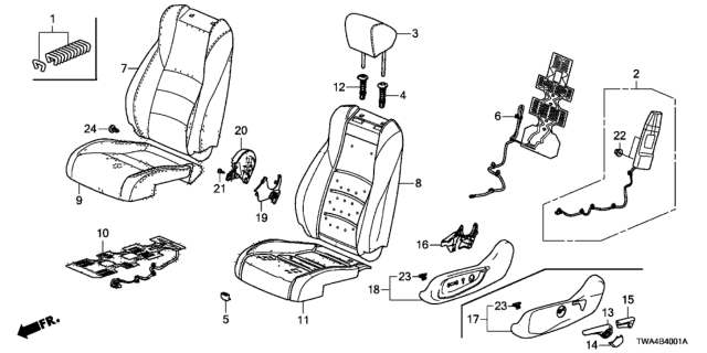 2020 Honda Accord Hybrid Pad, Left Front Seat-Back Diagram for 81527TVCA51
