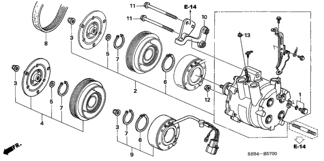 2003 Honda Civic Belt, Compressor (Mitsuboshi) Diagram for 38920PZA004