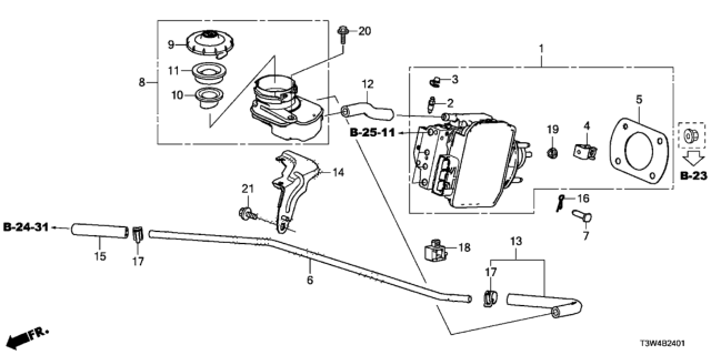 2017 Honda Accord Hybrid Bracket, Reserve Tank Diagram for 46674T3VA01