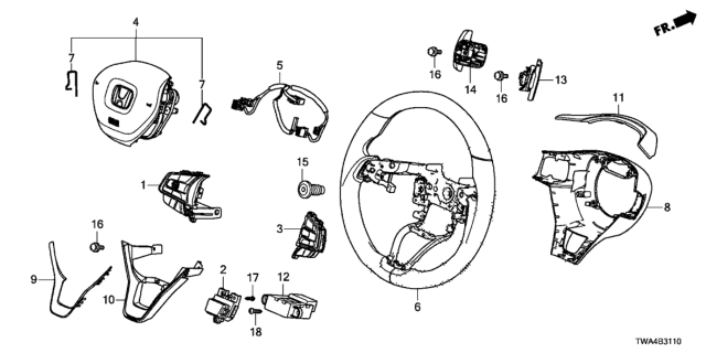 2019 Honda Accord Hybrid Switch Assy., L. Paddle Shift *NH1071L* (SPLENDOR SILVER) Diagram for 78565TVAA81ZA
