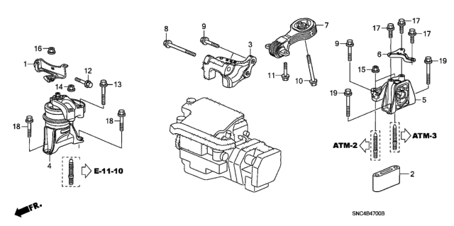 2007 Honda Civic Rubber Assy., Transmission Mounting Diagram for 50850SNCA91