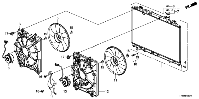 2022 Honda Odyssey Motor, Cooling Fan Diagram for 386165MRA01