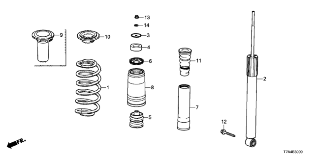 2021 Honda HR-V  Shock Absorber Unit, Rear Diagram for 52611T7WA72