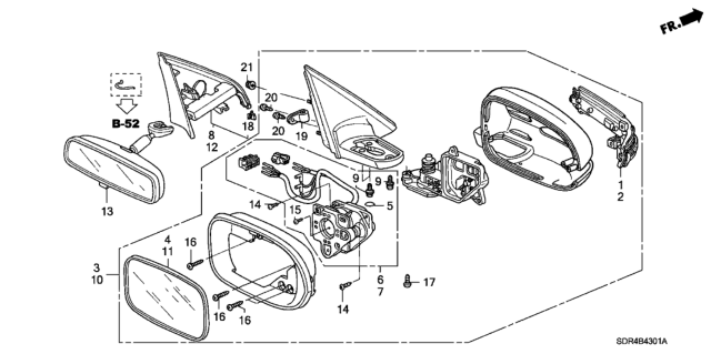 2006 Honda Accord Hybrid Garnish, L. Door Mirror (R.C.) Diagram for 76270SDAA11