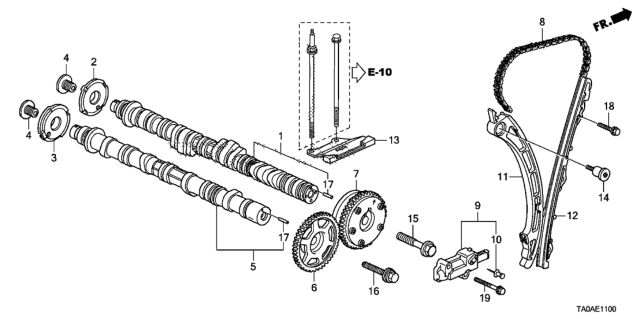 2012 Honda Accord  Tensioner, Cam Chain Diagram for 14510R40A01