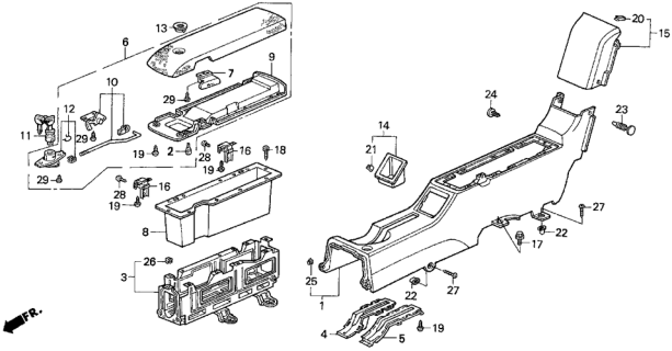 1992 Honda Prelude Frame, Center Console Diagram for 77180SS0000