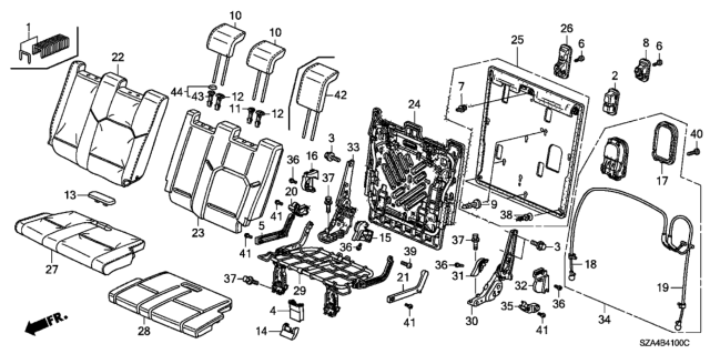 2012 Honda Pilot  Hook, RR. Seat Cargo *NH167L* (GRAPHITE BLACK) Diagram for 82528SZAA01ZB