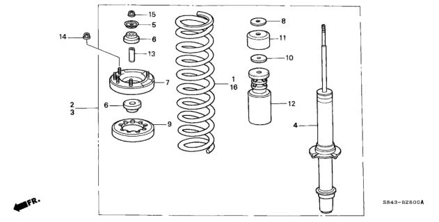 2001 Honda Accord Spring, Front Diagram for 51401S87A02