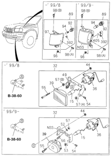 1998 Honda Passport Light Unit, Passenger Side Combination Diagram for 8971749090