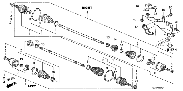2007 Honda Accord  Boot Set, Outboard Diagram for 44018SDAA02