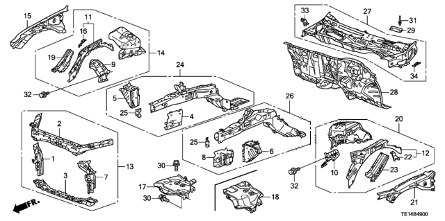 2012 Honda Accord Wheelhouse, L. FR. Diagram for 60700TA5A10ZZ