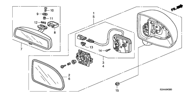 2008 Honda S2000 Mirror Assembly, Driver Side Door (Rio Yellow Pearl) (R.C.) Diagram for 76250S2AA02ZN
