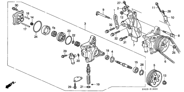 1996 Honda Accord  Belt, Power Steering Pump (Bando) Diagram for 56992P0AJ01