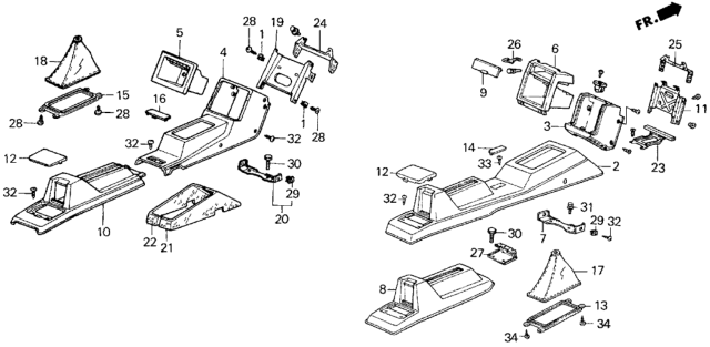 1987 Honda Civic Bracket, FR. Console Diagram for 77703SB2000