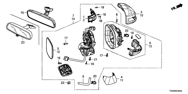 2012 Honda Civic  Set Driver Side, Mirror Assembly Diagram for 76258TR2306