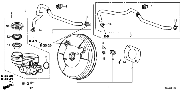 2018 Honda Civic Master Cylinder A Diagram for 46100TBAA01