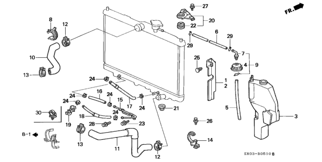 1995 Honda Odyssey Cap Set, Reserve Tank Diagram for 19110P08000