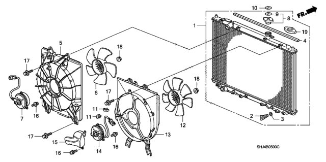 2008 Honda Odyssey Motor, Cooling Fan Diagram for 38616RGLA01