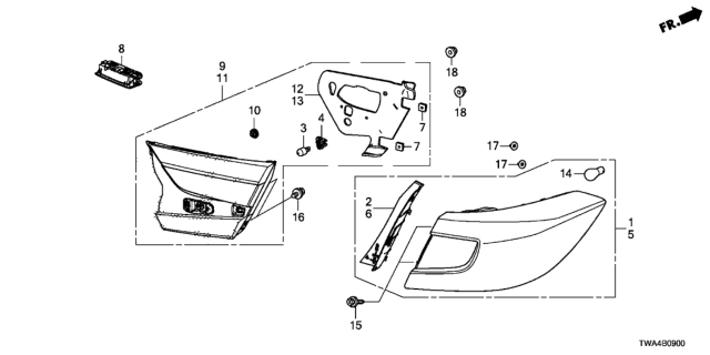 2018 Honda Accord Hybrid  Bulb (12V 16W) (Toshiba) Diagram for 33506TV0003