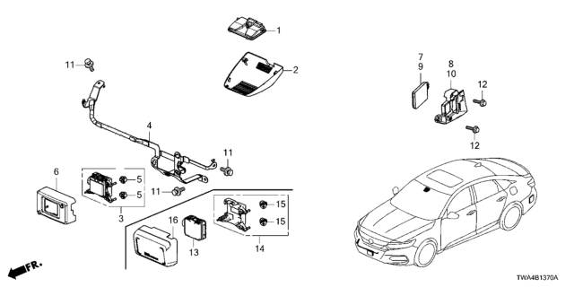 2018 Honda Accord Hybrid  Radar, Milliwave Diagram for 36803TWAA26