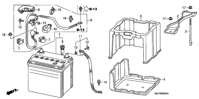 2009 Honda Civic  Cover, Battery (38B19) Diagram for 31531SNC000