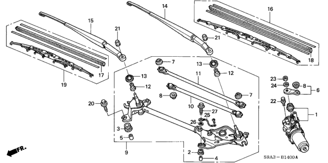 2004 Honda CR-V  Rod Unit B Diagram for 76550S9A003