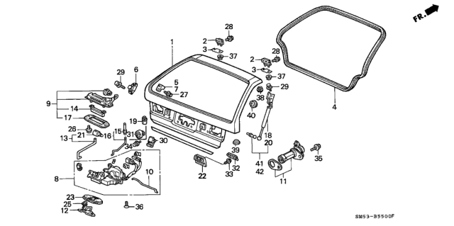 1991 Honda Accord  Stay Set, Driver Side Tailgate Open Diagram for 74870SM5306