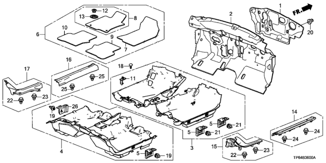 2014 Honda Crosstour  Insulator, Dashboard Diagram for 74260TP7A50