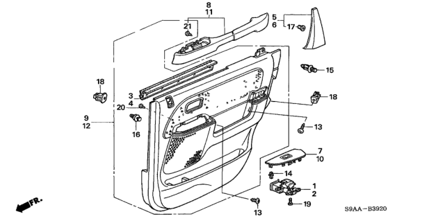 2006 Honda CR-V Sub-Switch Assembly, Driver Side Power Window (Graphite Black) Diagram for 35765S5A003ZA