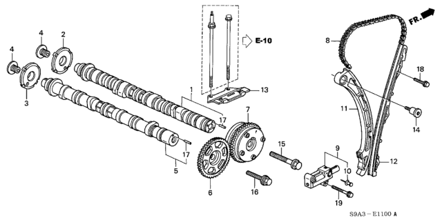 2002 Honda CR-V  Camshaft, Intake Diagram for 14110PPA000