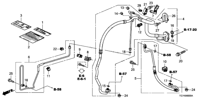 2016 Honda Pilot  Stay A, Air Conditioner Pipe Diagram for 80361TZ5A00