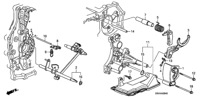 2008 Honda Pilot Fork, Reverse Shift Diagram for 24111RYF000