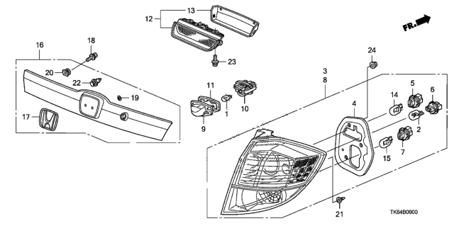 2012 Honda Fit  Light Assy., High Mount Stop Diagram for 34270TF0J13