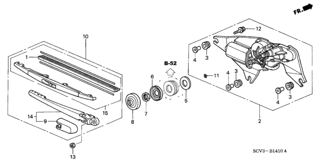 2006 Honda Element Motor Assembly, Rear Windshield Wiper Diagram for 76700SCVA02