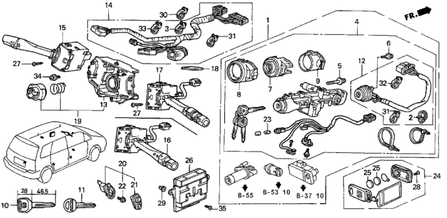1995 Honda Odyssey  Cover Diagram for 35401SL4003