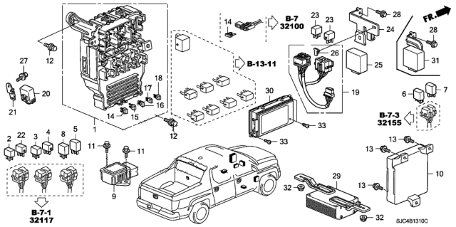 2008 Honda Ridgeline  Trailer Unit Diagram for 39992SJCA00
