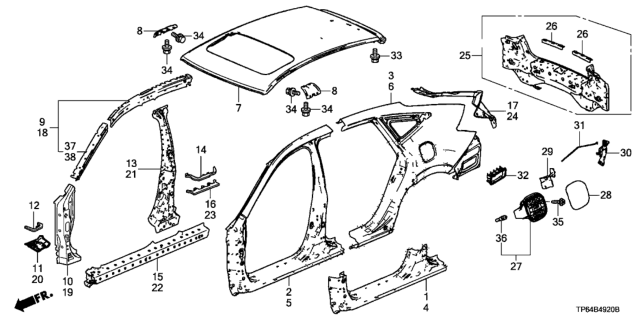 2015 Honda Crosstour  Reinforcement Set, L. Side Sill Diagram for 63620TP6305ZZ