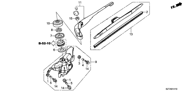 2013 Honda CR-Z Motor, Rear Windshield Wiper Diagram for 76710SZTG02