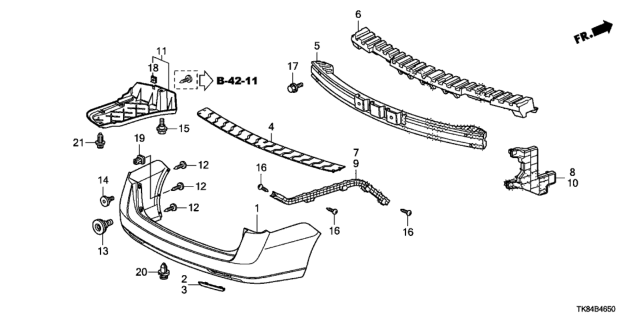 2011 Honda Odyssey Spacer B, L. RR. Bumper Side Diagram for 71599TK8A00