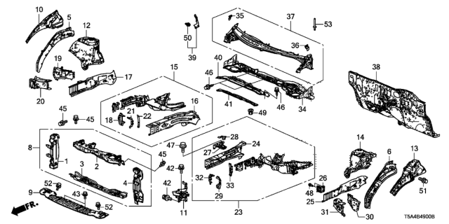 2017 Honda Fit Shield Assy., Cowl Top Side Diagram for 74230T5RA00