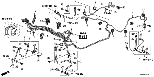 2013 Honda Crosstour  Bracket, L. FR. Brake Hose Diagram for 46429TA0A00