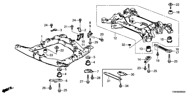 2017 Honda Accord Hybrid  Rubber, RR. Sub-Frame Stopper Diagram for 50361T6LH01