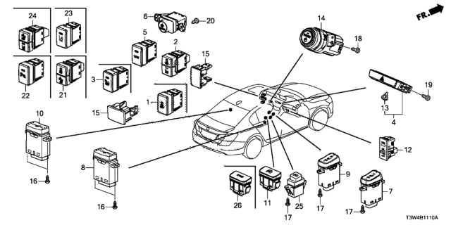 2017 Honda Accord Hybrid Switch Assy., Vsa & Cmbs Diagram for 35300TG7A11