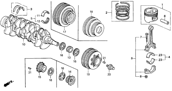 1993 Honda Del Sol  Bearing A, Main (Blue) (Daido) Diagram for 13321PH3003