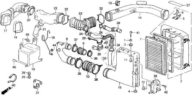 1986 Honda Accord  Clamp, Air Cleaner Duct Diagram for 17314PH3003