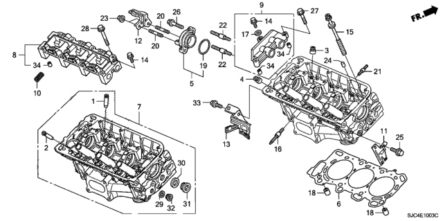 2009 Honda Ridgeline  Holder Assy., RR. Rocker Shaft Diagram for 12434R72A00