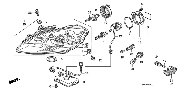 2009 Honda S2000 Nut, Special Diagram for 33104ST7000