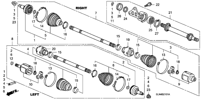 2007 Honda Fit  Driveshaft Assembly, Driver Side Diagram for 44306SLNL00