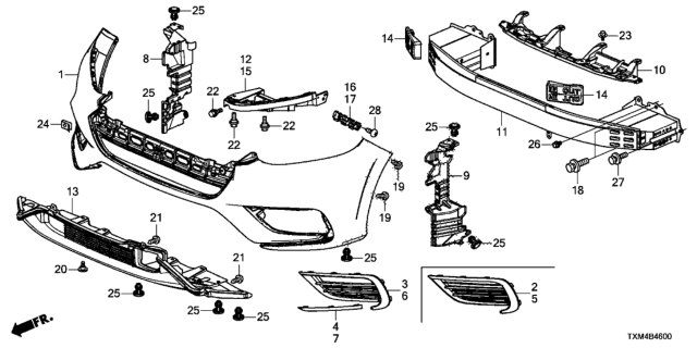 2019 Honda Insight GARNISH, R. FR. FOGLIGHT Diagram for 71103TXMA11